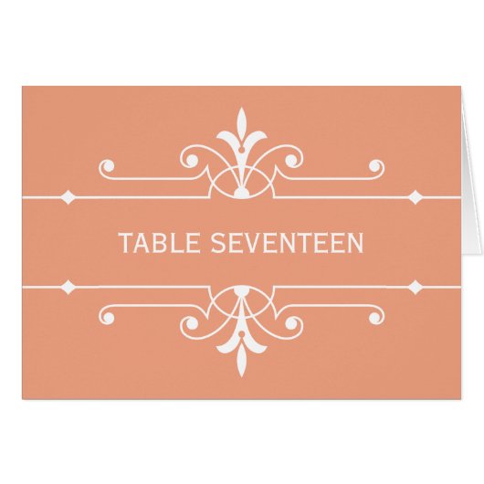 Carte Numéro de table Orange Fancy (Devant horizontal)