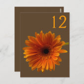 Carte Numéro de table Orange Gerbera Daisy (Devant / Derrière)