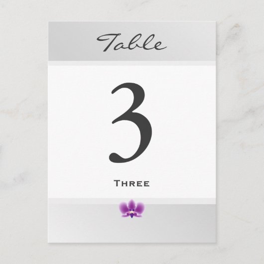 Carte Numéro de table Orchidée violette foncée (Devant)