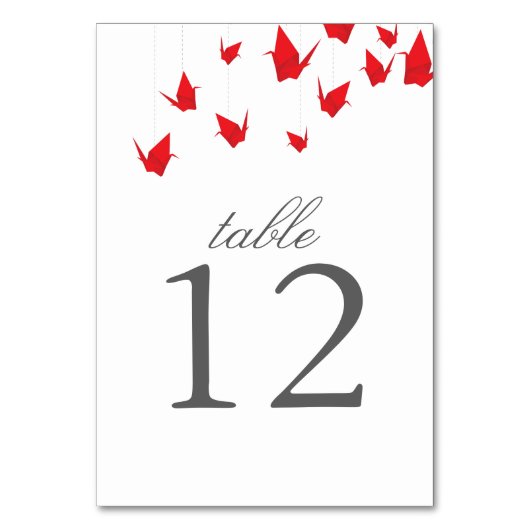 Carte Numéro de table Origami Cranes (Dos)