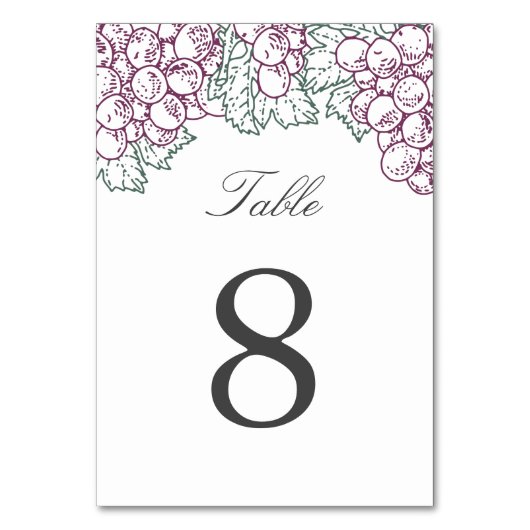 Carte Numéro de table Pays Vin (Dos)