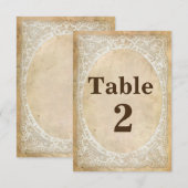 Carte numéro de table Romance rustique dentelle vi (Devant / Derrière)