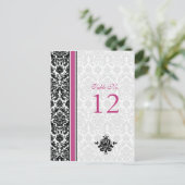 Carte Numéro de table rose, noir, blanc Damas (Debout devant)