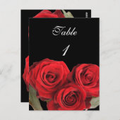 Carte Numéro de table Rouge Rose Noir (Devant / Derrière)