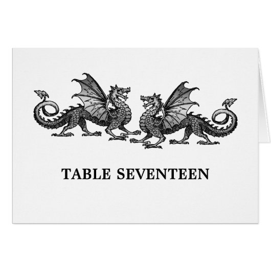 Carte numéro de table Silver Elegant Dragons (Devant horizontal)