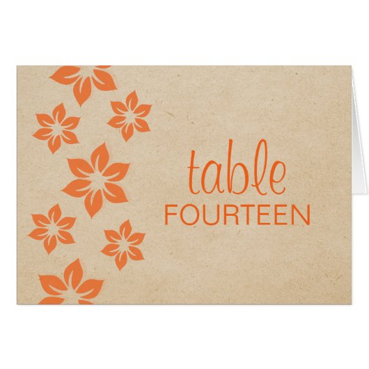 Carte Numéro de table Tropical Orange (Devant horizontal)