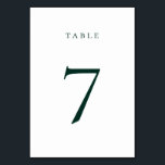 Carte Numéro de table verte Emeraude foncée<br><div class="desc">Vert émeraude foncé minimaliste,  carte numéro de table. Veuillez noter que les cartes de numéro de table doivent être numérotées et ajoutées au panier individuellement.</div>
