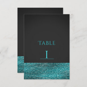 Carte Numéro de tableau Aqua Blue Modern Glam Sequ