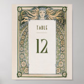 Carte Numéro de tableau Art Nouveau Mucha Déco Vin (Devant)