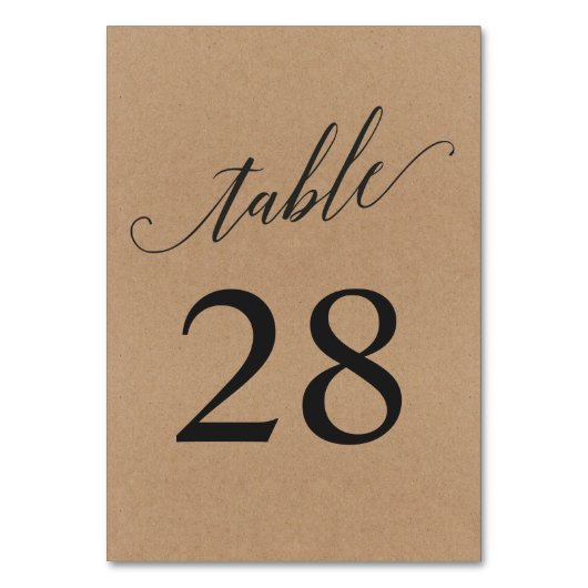 Carte Numéro de tableau | Calligraphie d'écriture  (Dos)
