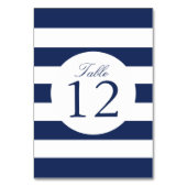 Carte Numéro de tableau Chic Navy Stripes (Dos)