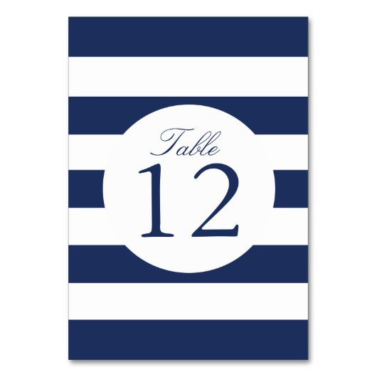Carte Numéro de tableau Chic Navy Stripes (Par défaut)