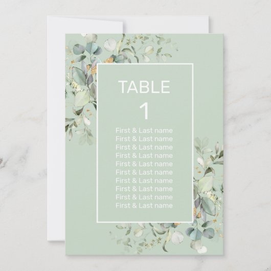 Carte Numéro de tableau Couleur Succulente, Minimalisme (Devant)