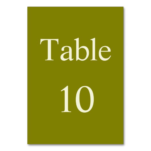 Carte Numéro de tableau couleur unie unique (Dos)