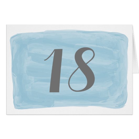 Carte Numéro de tableau d'aquarelle bleue (Devant horizontal)