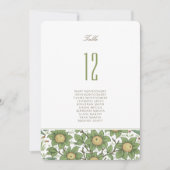 Carte numéro de tableau d'élégance botanique (Devant)