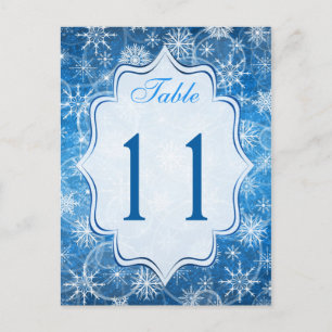 Carte numéro de tableau des flocons de neige bleus