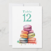 Carte Numéro de tableau des macarons clairs aquare (Devant)