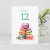 Carte Numéro de tableau des macarons clairs aquare (Debout devant)