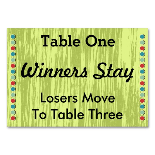 Carte numéro de tableau des points Bunco #1 (Dos)