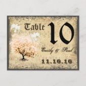 Carte Numéro de tableau Doses Coral Heart Leaf Tre (Dos)