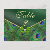 Carte Numéro de tableau Emerald Green Peacock (Devant)