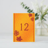 Carte Numéro de tableau Feuilles Automne (Debout devant)