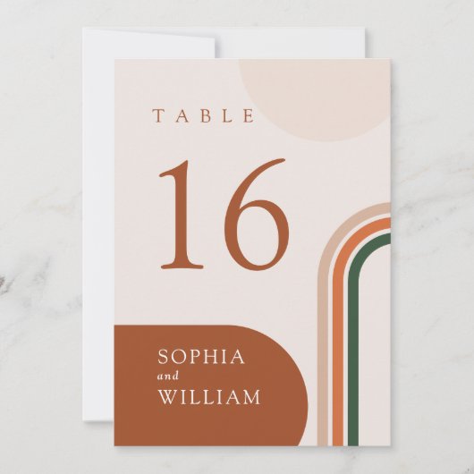 Carte Numéro de tableau mariage Boho Arch Beige (Devant)