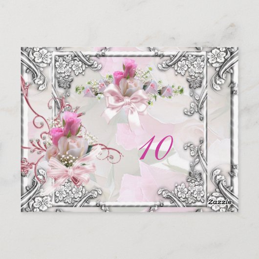 Carte Numéro de tableau Mariage élégant Rose rose (Dos)