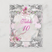 Carte Numéro de tableau Mariage élégant Rose rose (Devant)