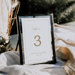 Carte Numéro de tableau minimaliste Gold 5x7"<br><div class="desc">Ce numéro de table minimaliste en or 5x7" est parfait pour un simple mariage. Le design romantique moderne présente une typographie classique d'or et de blanc associée à une calligraphie rustique mais élégante avec un style vintage lettré à la main. Personnalisable dans n'importe quelle couleur. Gardez le design simple et...</div>
