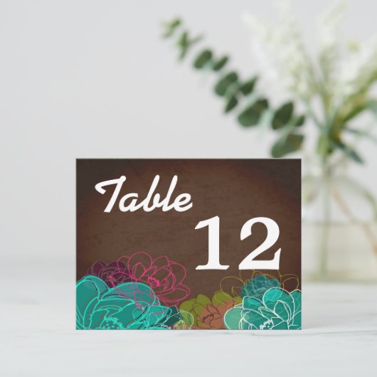 Carte Numéro de tableau Neon Spring Floral Flower  (Debout devant)