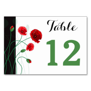 Carte Numéro de tableau Poppies rouges Recto v