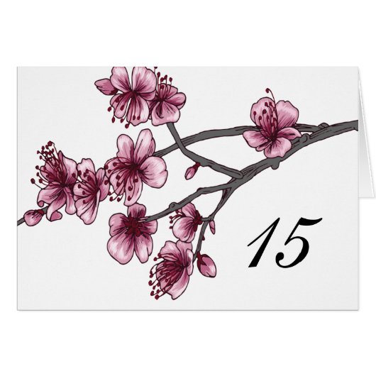 Carte Numéro de tableau Rose Simple Cherry Blossom (Devant horizontal)