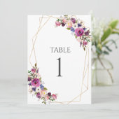 Carte Numéro de tableau Roses violets et bleus (Debout devant)