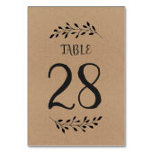 Carte Numéro de tableau | Rustique Laurel Calligra (Dos)
