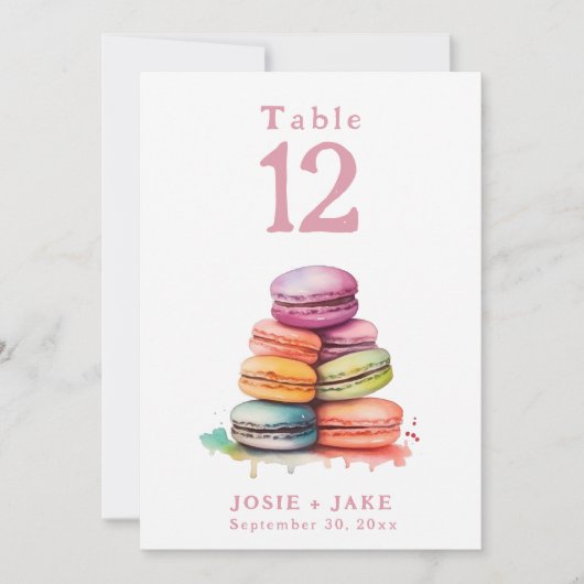 Carte Numéro de tableau Watercolor vibrant macaron (Devant)