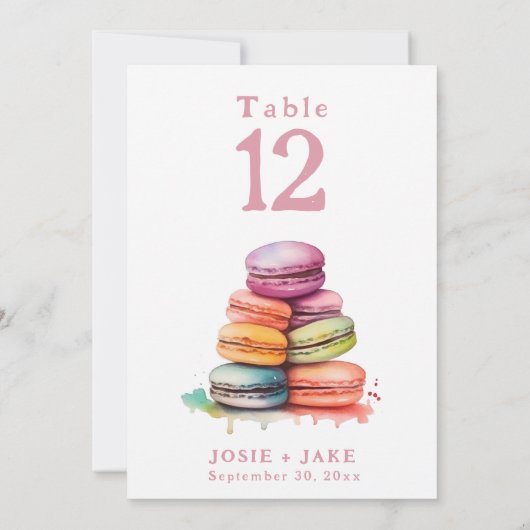 Carte Numéro de tableau Watercolor vibrant macaron (Dos)