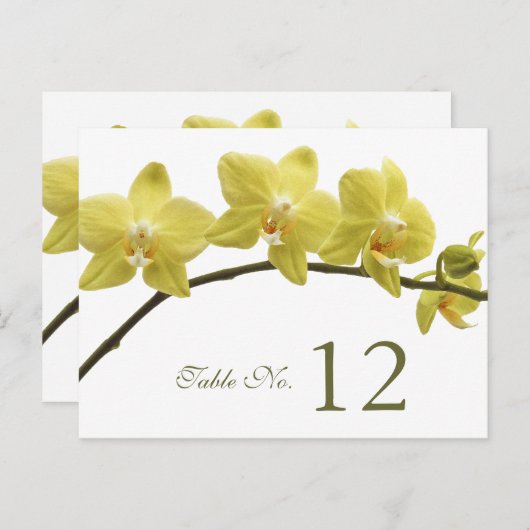 Carte Numéro du tableau Orchidées Jaunes (Devant / Derrière)