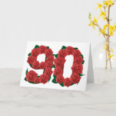 Carte Numéro roses rouges de 90 ou quatre-vingt-dixième (Fleur jaune)