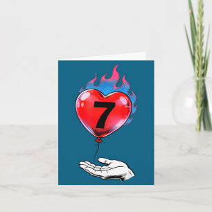 Carte Numéro sept ballon coeur de feu couple assorti