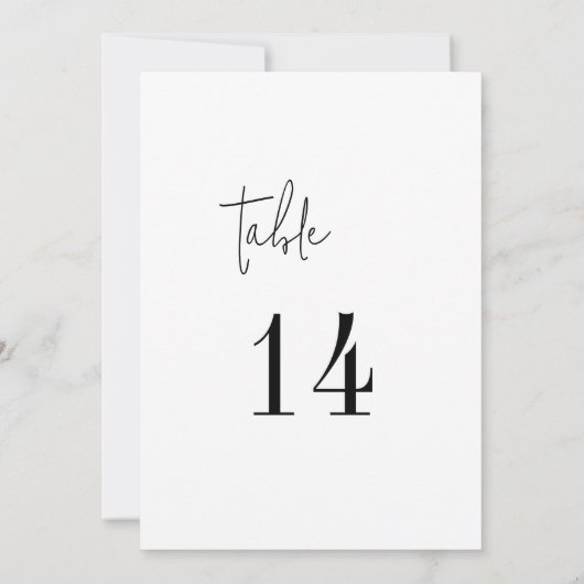Carte Numéros de tableau de 5x7", noir et blanc, moderne (Dos)
