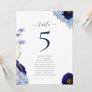 Carte Numéros de tables de mariage floraux bohèmes
