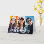 Carte Numéros Gras Photo Collage Joyeux Script d'anniver (Fleur jaune)