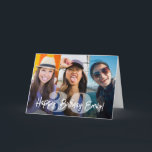 Carte Numéros Gras Photo Collage Joyeux Script d'anniver<br><div class="desc">Créez votre propre souhait d'anniversaire heureux unique pour un membre de la famille ou un ami avec un collage photo moderne 3 carte de voeux pliée nom personnalisées. Les photos et le texte de ce modèle sont simples à customiser. Les couleurs, les styles de police et l'opacité de superposition sont...</div>