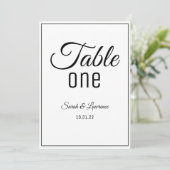 Carte Numéros minimalistes de table de réception double (Debout devant)