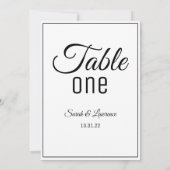 Carte Numéros minimalistes de table de réception double (Dos)