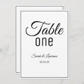 Carte Numéros minimalistes de table de réception double (Devant / Derrière)