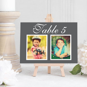 Carte Numérotée de Table avec Photo d'Enfance au F