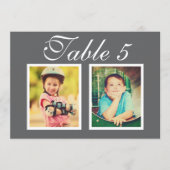 Carte Numérotée de Table avec Photo d'Enfance au F (Devant)